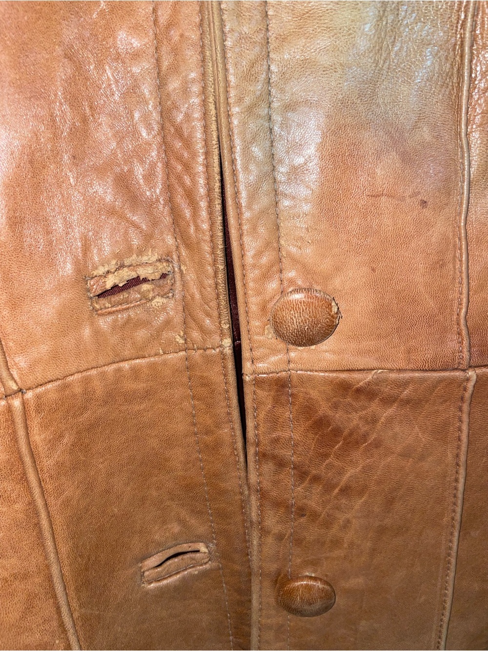 Vintage Women's Tan Leather Trench Coat - Picture 8 of 13